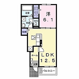 グレイスパークI 1階1LDKの間取り