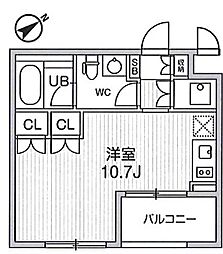 都営浅草線 西馬込駅 徒歩5分の賃貸マンション 2階ワンルームの間取り