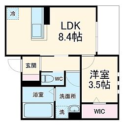 ルミエール真栄房 1階1LDKの間取り