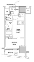 ザ・パークハビオ大森町 13階1DKの間取り