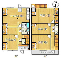 陽光ハウス堀船 1階4LDKの間取り