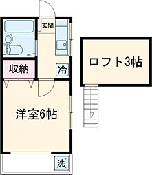 高橋ハイツ 1階1Kの間取り