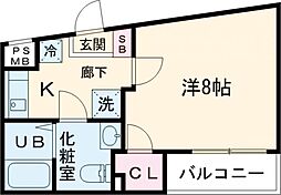 VERXEEDαAYASE 1階1Kの間取り