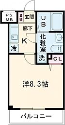VERXEEDαAYASE 2階1Kの間取り