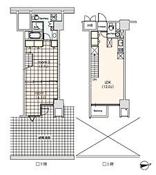 カスタリア芝公園 1階2LDKの間取り