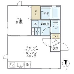 ミューズ新小岩 2階1LDKの間取り