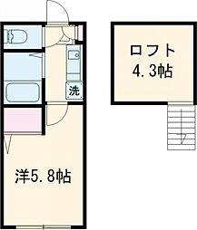 プランタン鷺宮 2階1Kの間取り