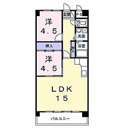 ファミーユ旭 3階2LDKの間取り