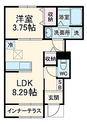 リーブルファイン志木上宗岡 1階1LDKの間取り