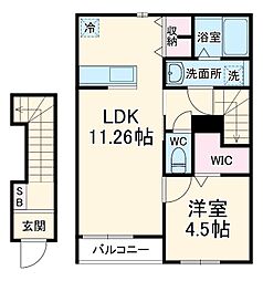リーブルファイン志木上宗岡 2階1LDKの間取り