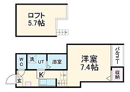 Ｐｒｉｍｅ　Ｍａｉｓｏｎ　Ｓ 2階ワンルームの間取り