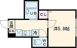 府中の森Twinkle 1階1Kの間取り