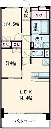 ラグゼナ平井ノース 3階2LDKの間取り