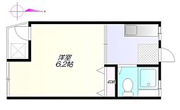 鷺宮ギミック 2階1Kの間取り
