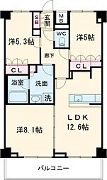 ニューミラ明大前 7階3LDKの間取り