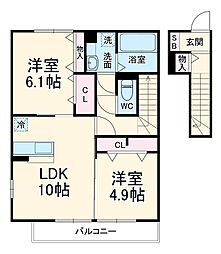 Ｅｒｂｅｎｈｅｉｍ　IV 2階2LDKの間取り