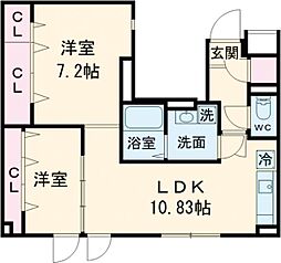 SOLASIA residence南大塚 5階2LDKの間取り