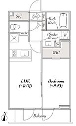 ルミーク本町イースト 2階1LDKの間取り