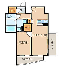 Ｂｒｉｌｌｉａｎｔ　Ｖｉｅｗ　Ｃｅｎｔｒａｌ　Ｐａｒｋ 13階1LDKの間取り