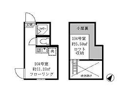 ティ・アーモ　シンフォニー 2階ワンルームの間取り