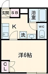 新宿早稲田鶴巻町IMAハウス 2階1Kの間取り