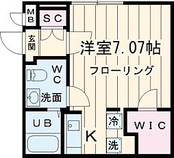 ブランシェ荏原中延 2階ワンルームの間取り