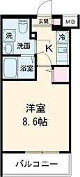 メイクスアート五反野 8階1Kの間取り