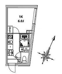リュジアン北赤羽 2階1Kの間取り