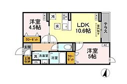セレスティア江戸川II 105 1階2LDKの間取り