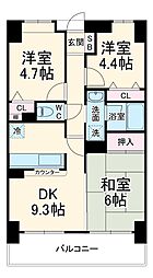 ライオンズプラザ松戸中央公園 11階3DKの間取り