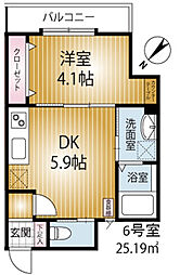 ＡＱＵＥ24 2階1DKの間取り