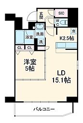 Metrosa谷町六丁目South 12階1LDKの間取り
