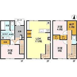 JR上越線 渋川駅 徒歩37分の賃貸テラスハウス 1階3LDKの間取り