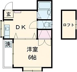 京王線 西調布駅 徒歩4分の賃貸アパート 1階1DKの間取り