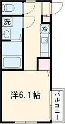 ＣＡＳＡ武蔵台 2階1Kの間取り