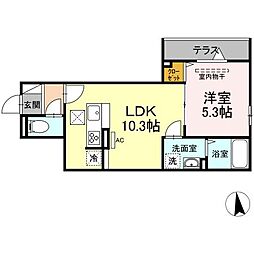セレスティア東葛西II 1階1LDKの間取り