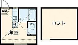 第2フタバハイツ 2階ワンルームの間取り