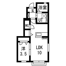 JR両毛線 駒形駅 徒歩29分の賃貸アパート 1階1LDKの間取り