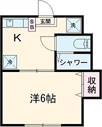 魚地マンション 3階1Kの間取り