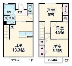 ボン　ソレイユＢ 1階3LDKの間取り
