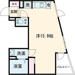 ヴィラ・ハーモニー不動前 3階ワンルームの間取り