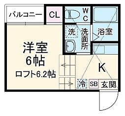ＧＲＡＮＤＦＯＲＭＥ堀田 1階1Kの間取り