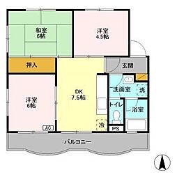 ベルメゾン 2階3DKの間取り