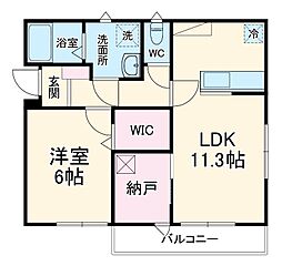 グランソフィア貝柄山 2階1SLDKの間取り