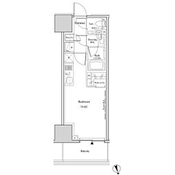 ザ・パークハビオ北千住 12階ワンルームの間取り