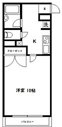 ル・クレソンヴェール 2階1Kの間取り