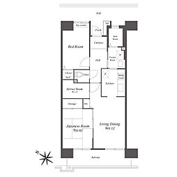 Ｔ’ｓ　ｇａｒｄｅｎ清瀬 5階2LDKの間取り