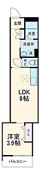ペルル穴川 3階1LDKの間取り