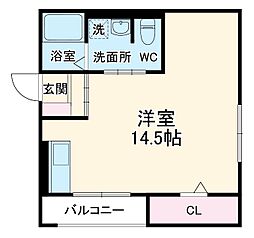 レセンテ砂美 1階ワンルームの間取り