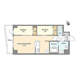 アルファコート曳舟2 6階2LDKの間取り